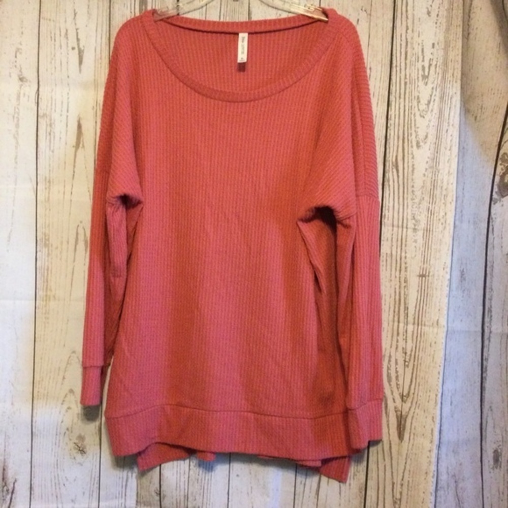 Zenana Outfitters Cozy Pink Long Sleeve Oversized Comfortable Casual Top Size XL
